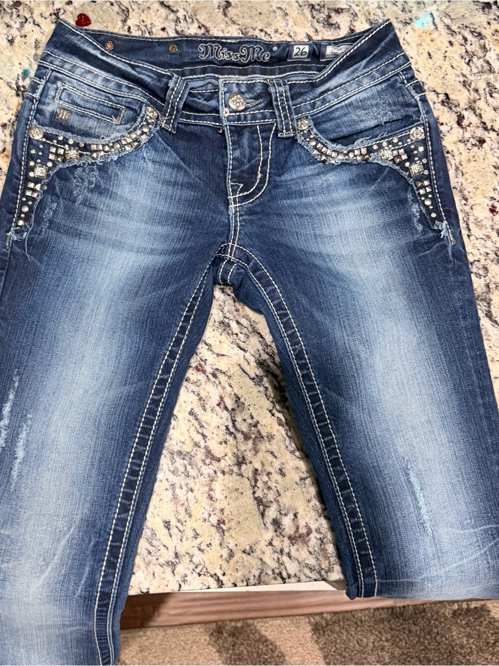 Miss Me Women's Embellished Medium Blue Boot Cut Jeans